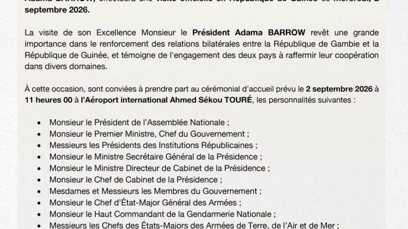 🔴 Diplomatie : pourquoi Adama Barrow arrive à Conakry ? Les détails de sa visite officielle